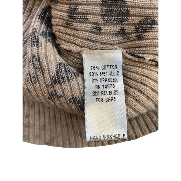 Vintage Y2K Cache Leopard Sequin Tank Top Size L Metallic Ribbed Glam Mob Wife - Picture 6 of 11